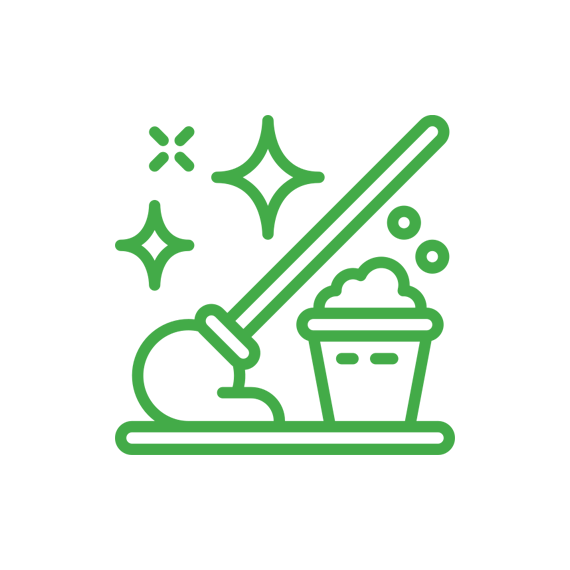 Janitorial services mop and bucket icon