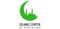 Logo of the Islamic Center of Northland featuring a green crescent moon and a mosque silhouette with minarets.